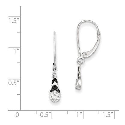 Sterling Silver Black u0026 White Diamond Leverback Earrings