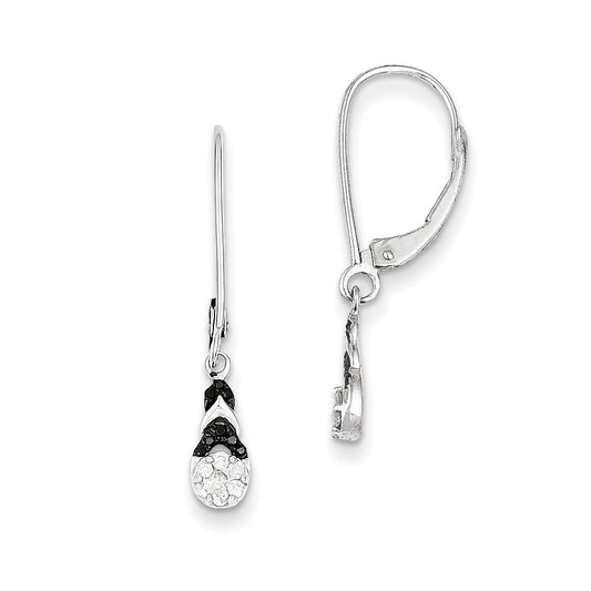 Sterling Silver Black u0026 White Diamond Leverback Earrings