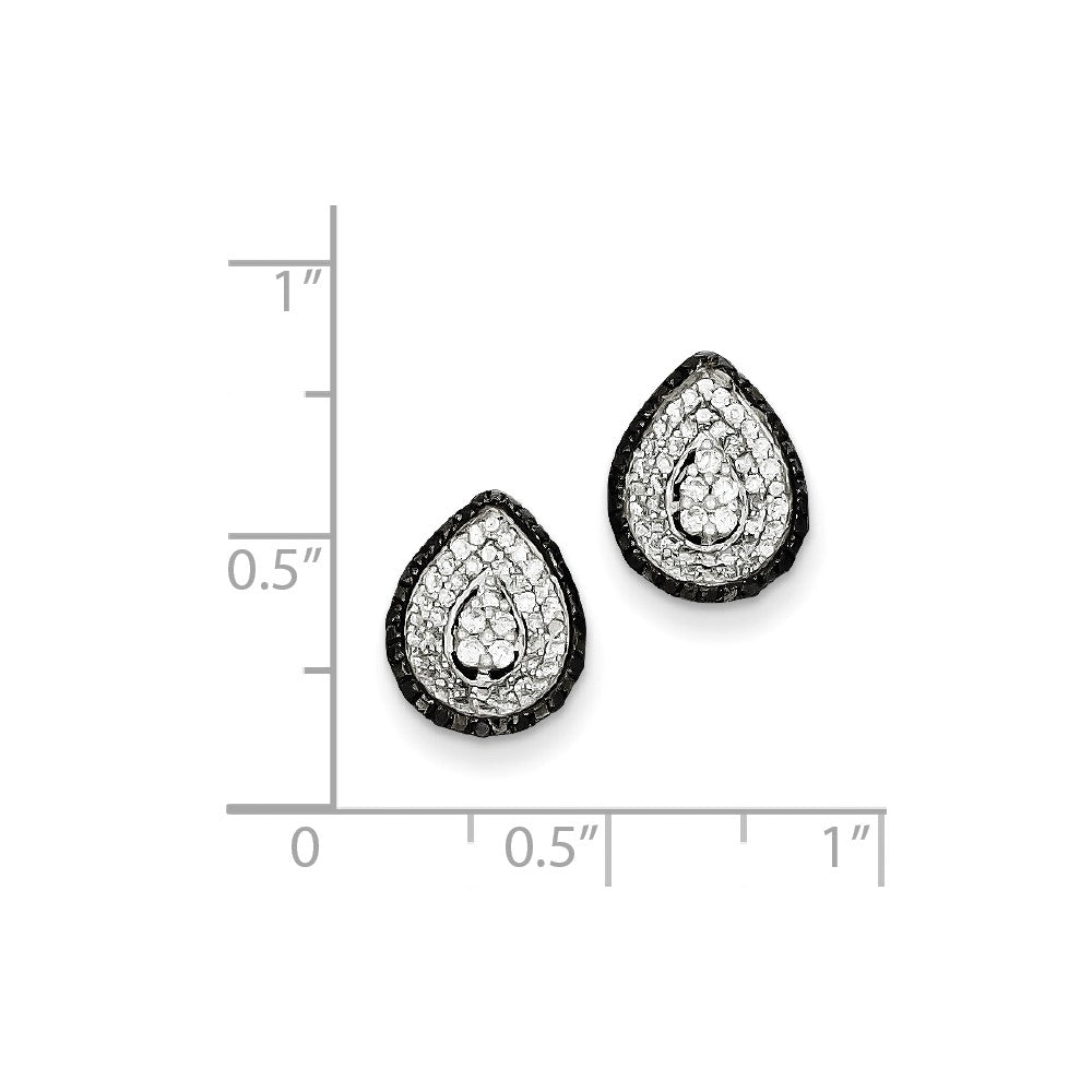 Sterling Silver White u0026 Black Cluster Diamond Post Earrings