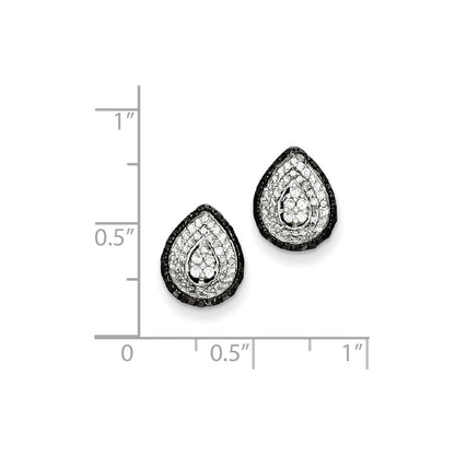 Sterling Silver White u0026 Black Cluster Diamond Post Earrings