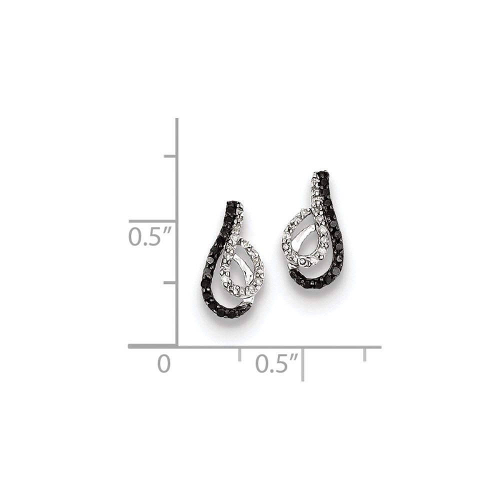 Sterling Silver Black u0026 White Diamond Swirl Post Earrings