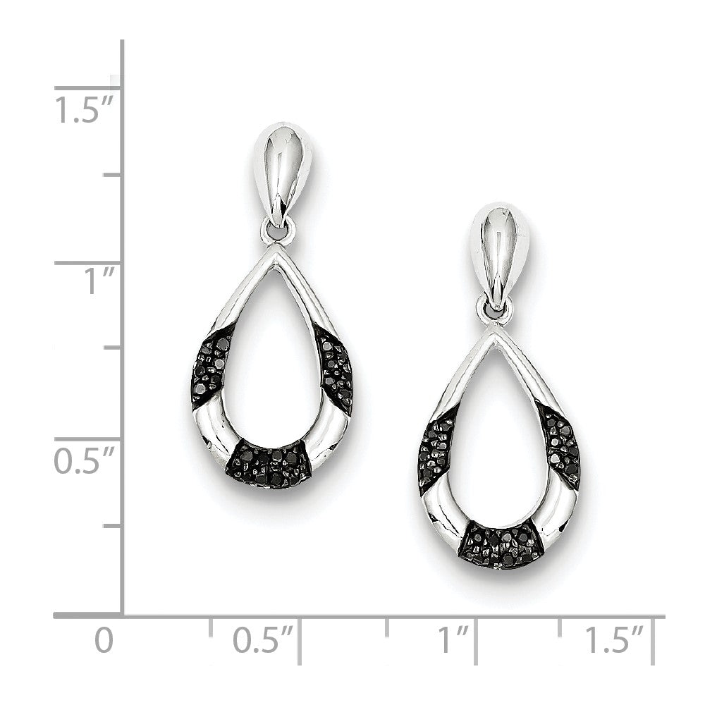 Sterling Silver Black and White Diamond Earrings