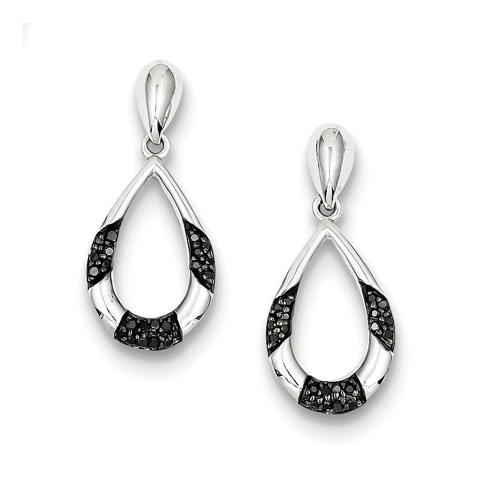 Sterling Silver Black and White Diamond Earrings