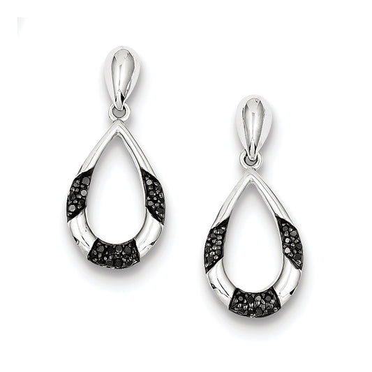Sterling Silver Black and White Diamond Earrings