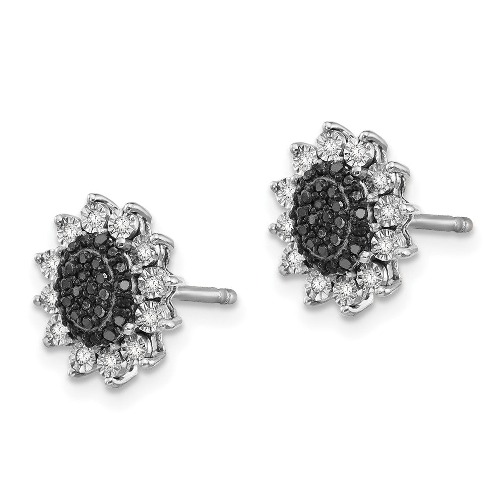Sterling Silver Black and White Diamond Earrings