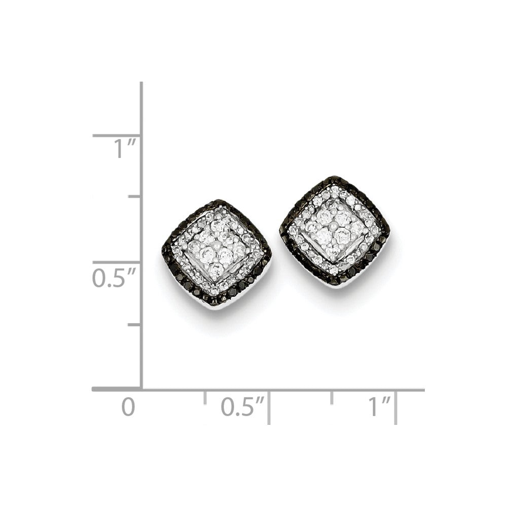Sterling Silver Antique White u0026 Black Diamond Post Earrings