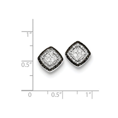 Sterling Silver Antique White u0026 Black Diamond Post Earrings