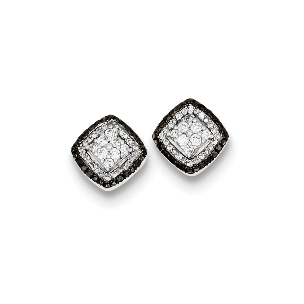 Sterling Silver Antique White u0026 Black Diamond Post Earrings