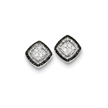 Sterling Silver Antique White u0026 Black Diamond Post Earrings