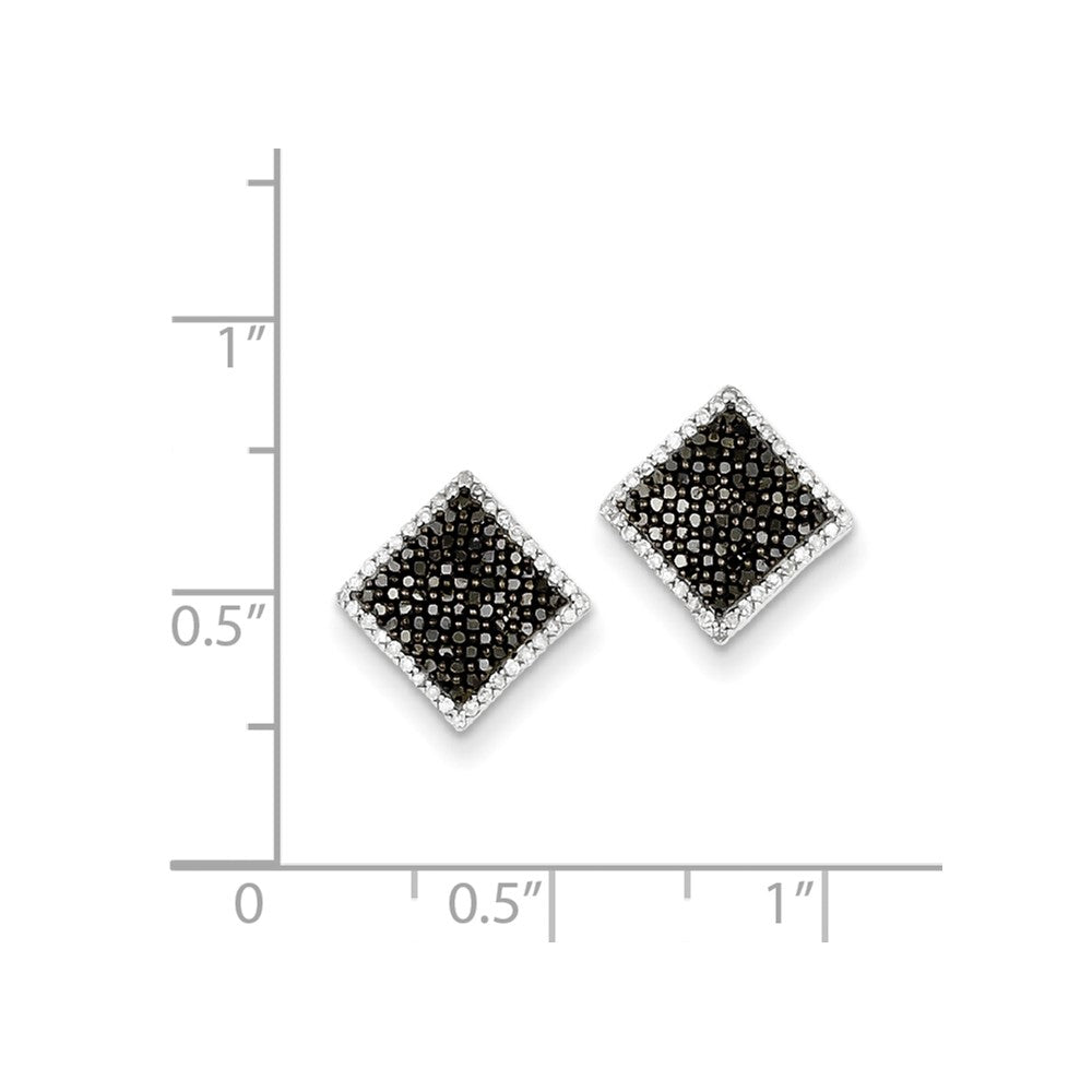Sterling Silver Black and White Diamond Square Post Earrings
