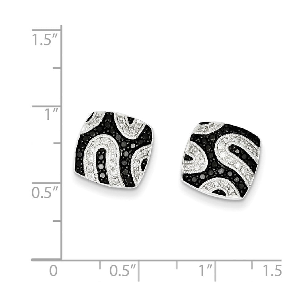 Sterling Silver Black Diamond Square Post Earrings