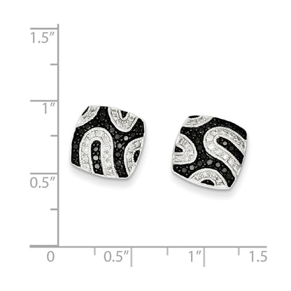 Sterling Silver Black Diamond Square Post Earrings