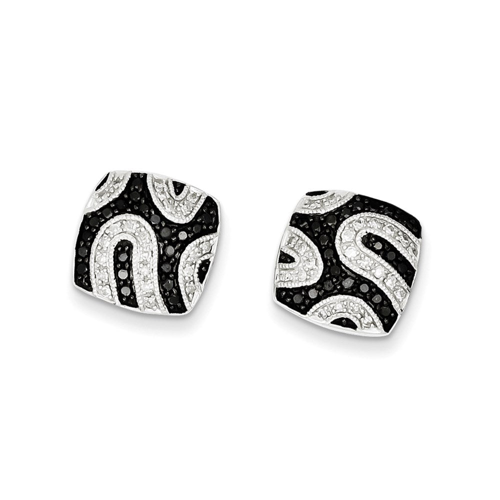 Sterling Silver Black Diamond Square Post Earrings