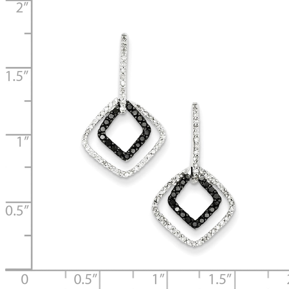 Sterling Silver Black Diamond u0026 Diamond Shape Post Earrings