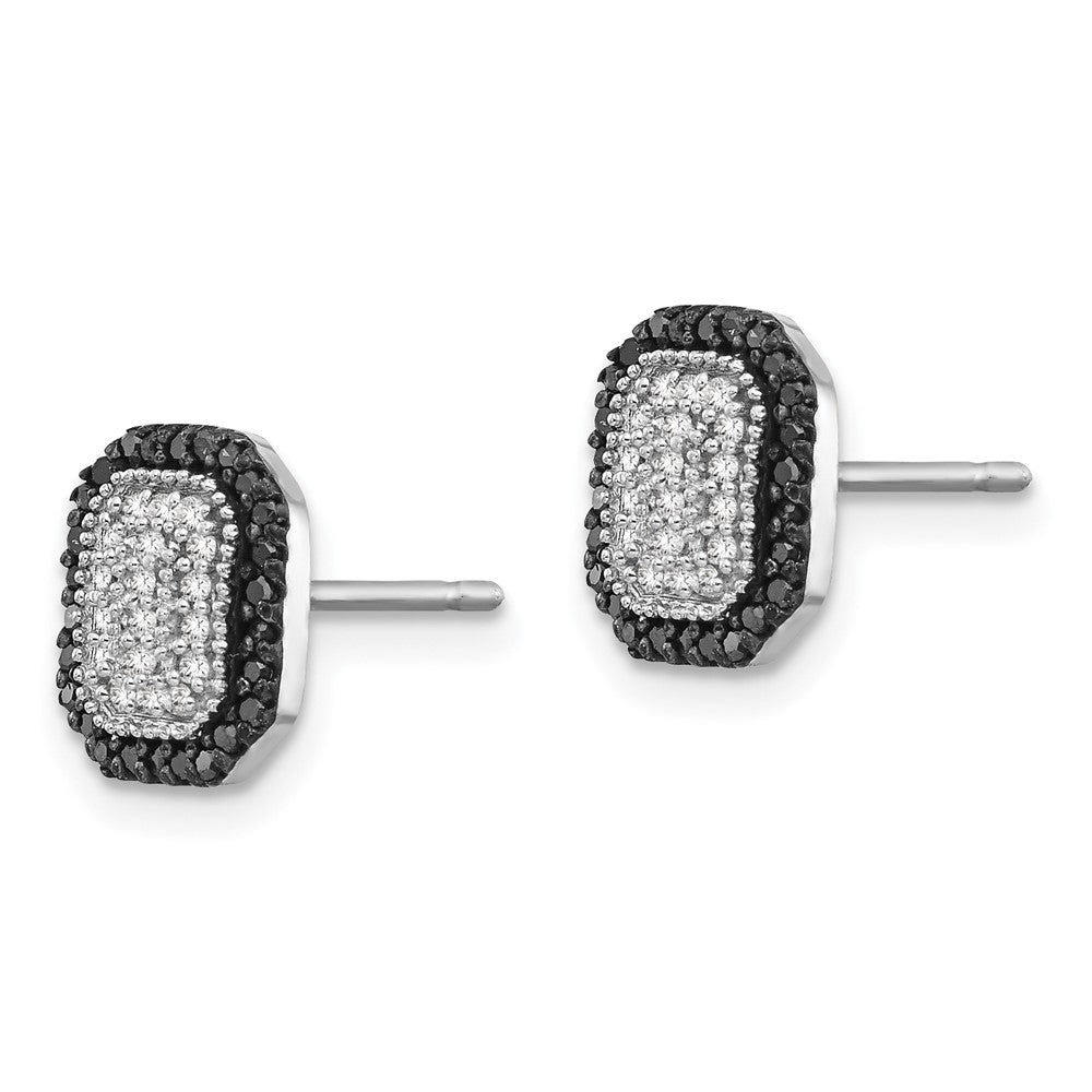 Sterling Silver Black and White Diamond Earrings