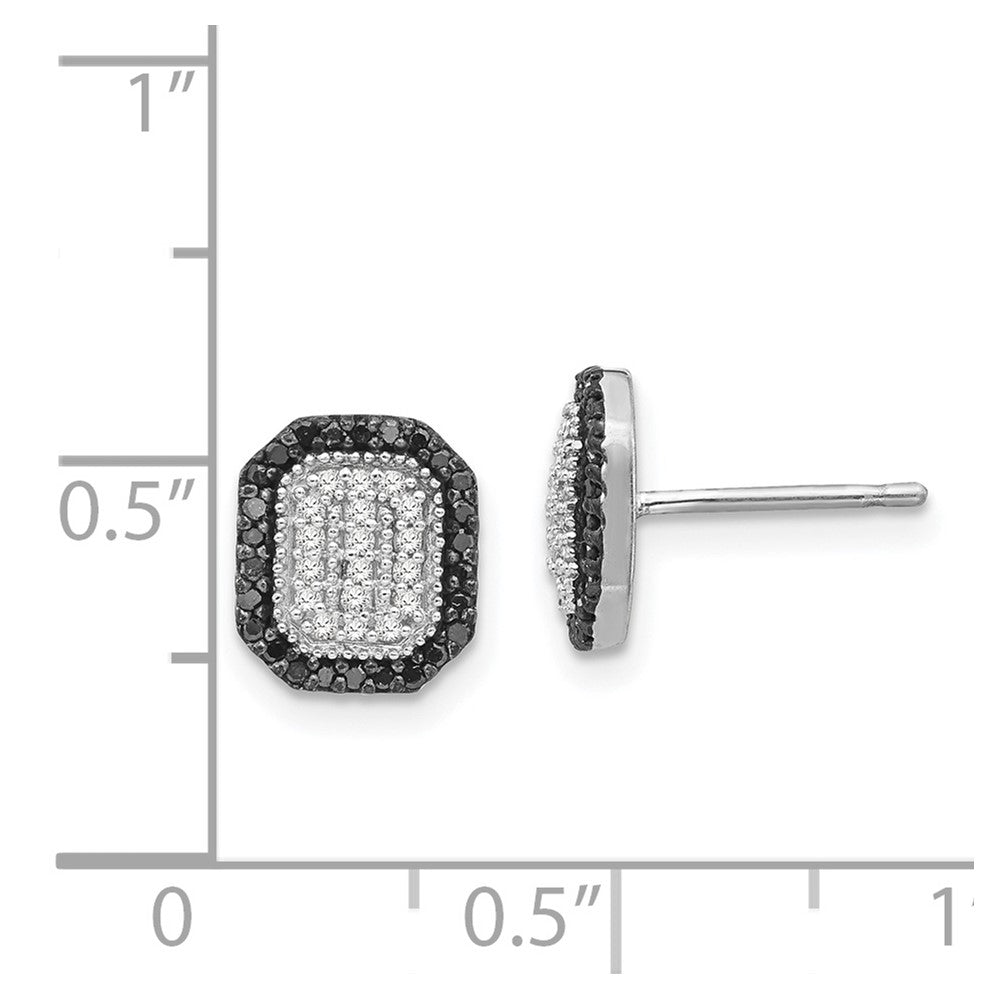 Sterling Silver Black and White Diamond Earrings