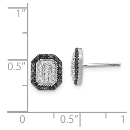 Sterling Silver Black and White Diamond Earrings