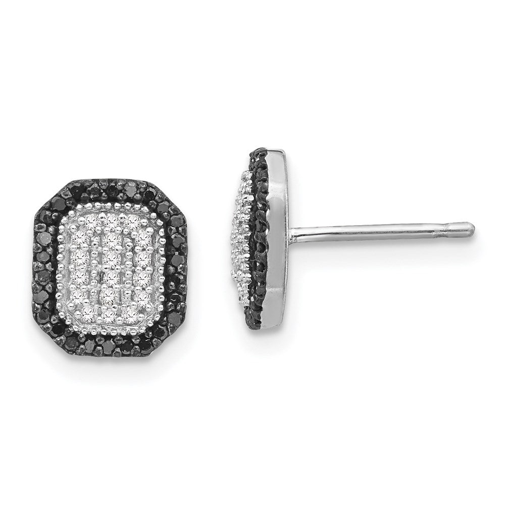 Sterling Silver Black and White Diamond Earrings