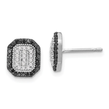 Sterling Silver Black and White Diamond Earrings