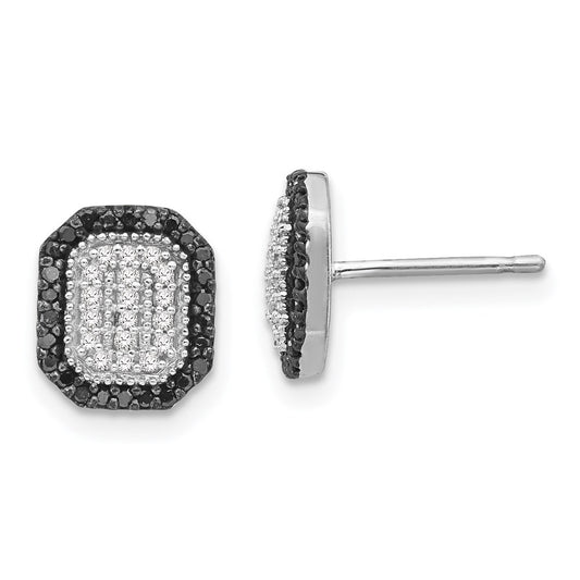 Sterling Silver Black and White Diamond Earrings