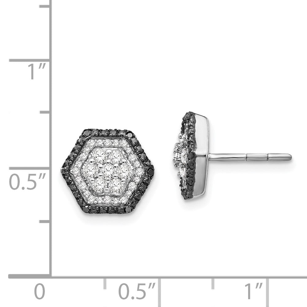 Sterling Silver White u0026 Black Cluster Diamond Post Earrings