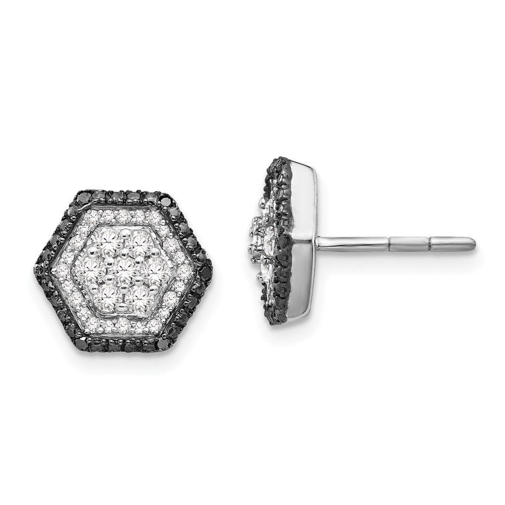 Sterling Silver White u0026 Black Cluster Diamond Post Earrings