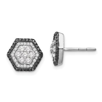 Sterling Silver White u0026 Black Cluster Diamond Post Earrings