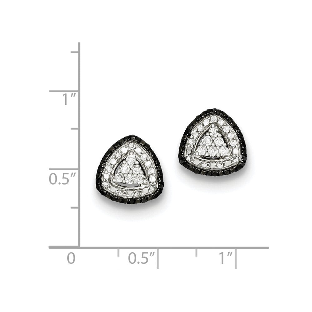 Sterling Silver White u0026 Black Cluster Diamond Post Earrings