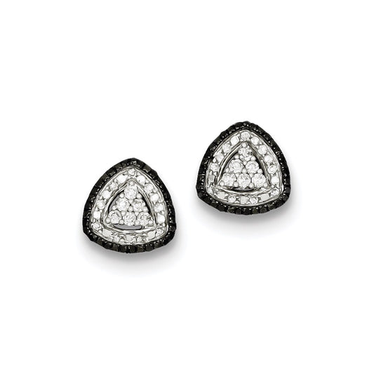 Sterling Silver White u0026 Black Cluster Diamond Post Earrings