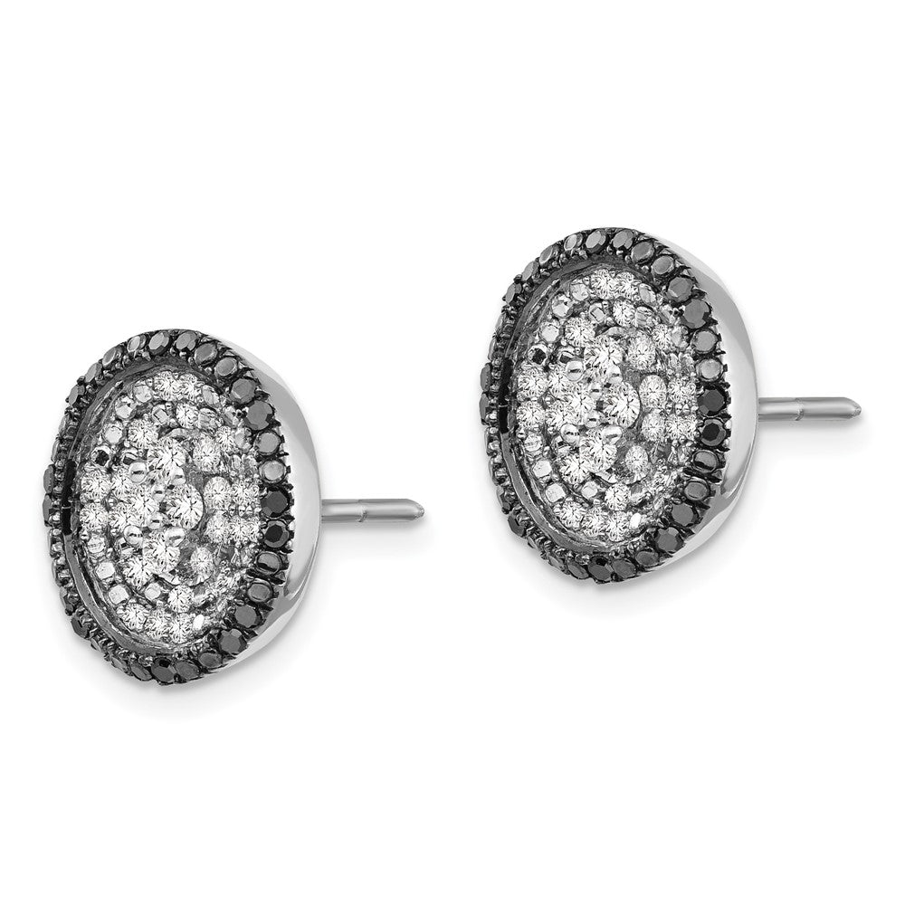 Sterling Silver White u0026 Black Cluster Diamond Post Earrings