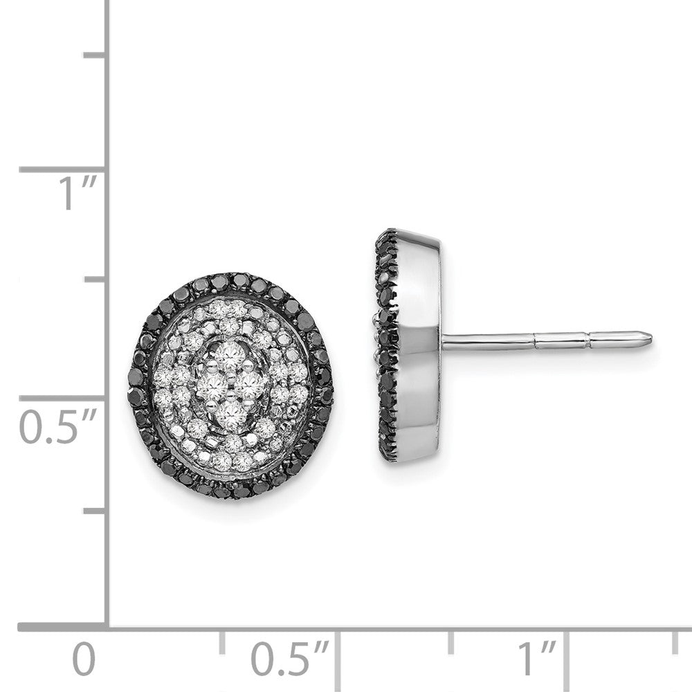 Sterling Silver White u0026 Black Cluster Diamond Post Earrings