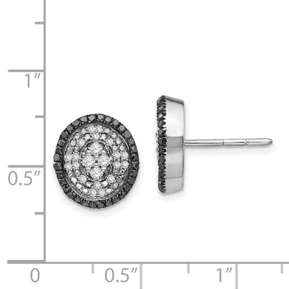 Sterling Silver White u0026 Black Cluster Diamond Post Earrings