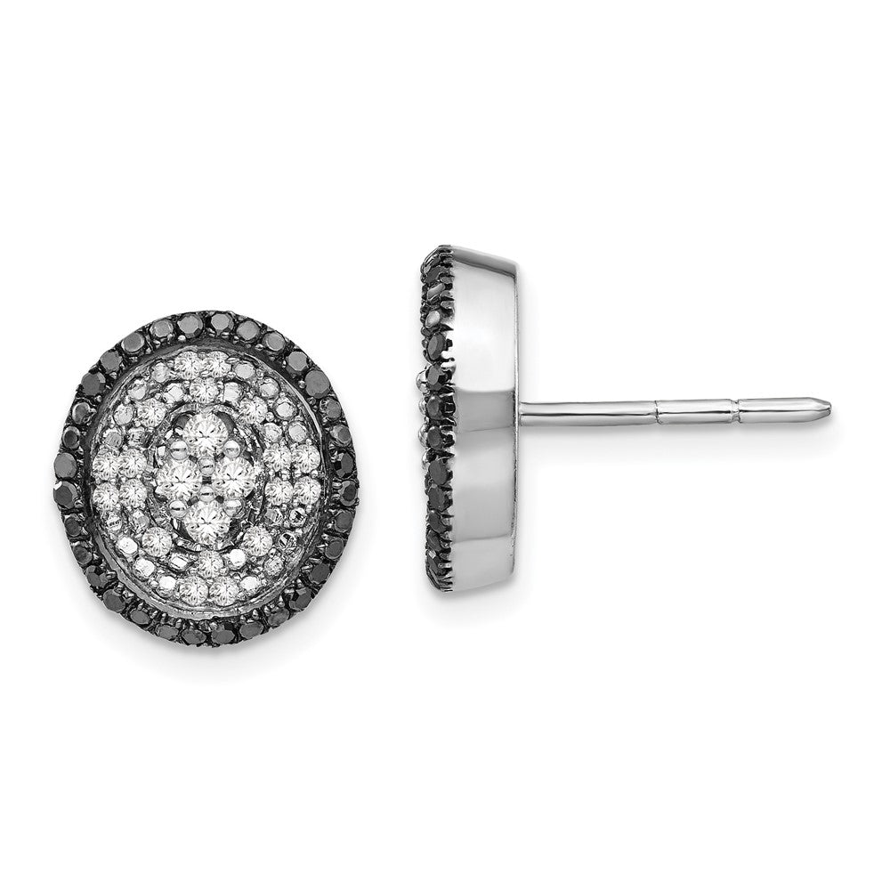 Sterling Silver White u0026 Black Cluster Diamond Post Earrings