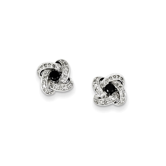 Sterling Silver Rhodium Plated Black u0026 White Diamond Earrings