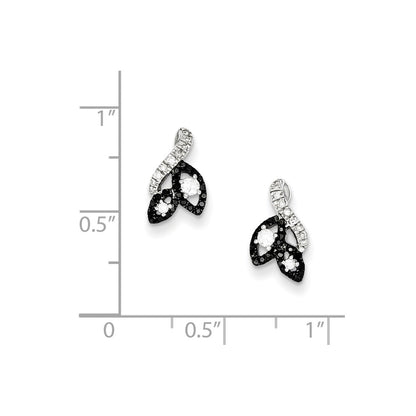 Sterling Silver Black and White Diamond Post Earrings