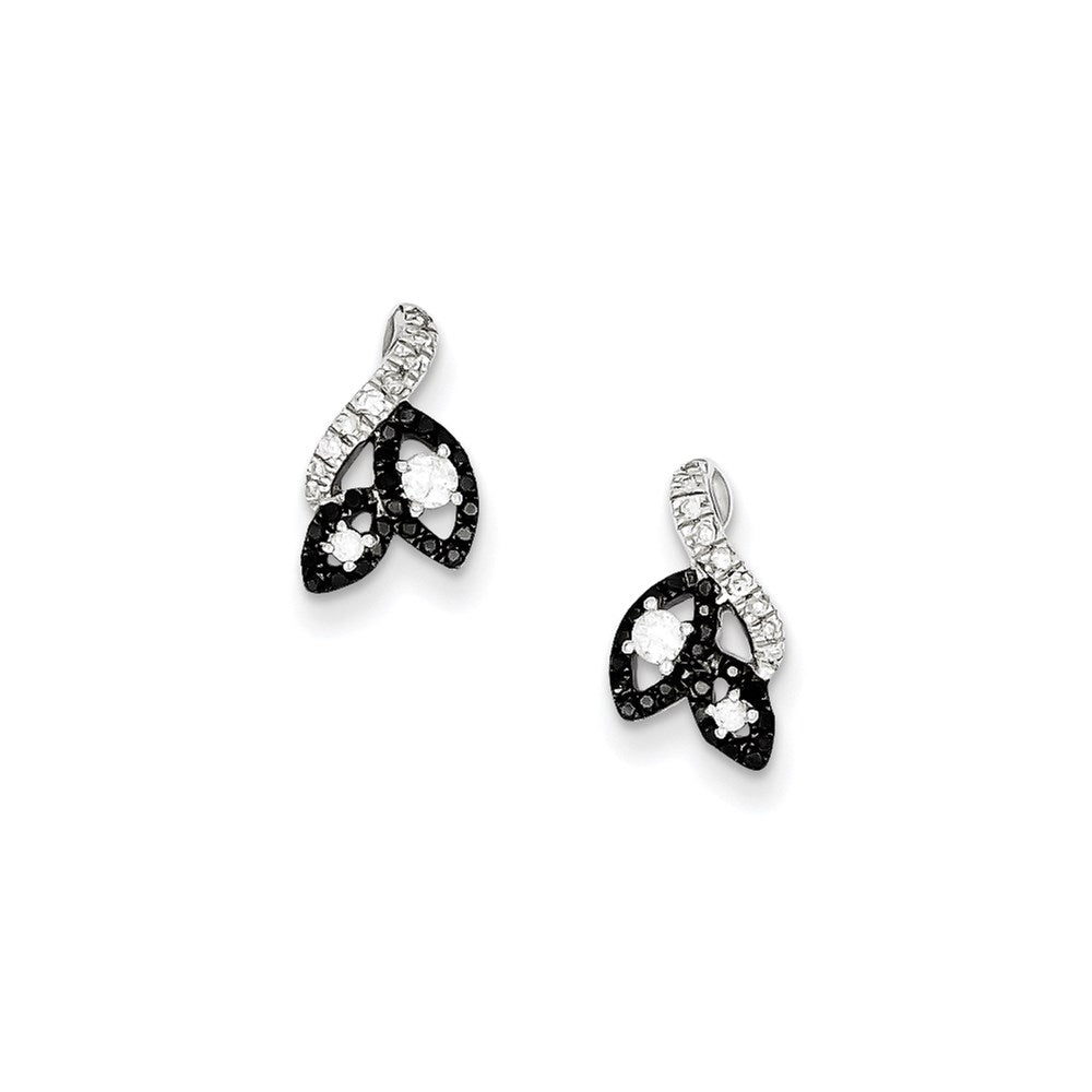 Sterling Silver Black and White Diamond Post Earrings
