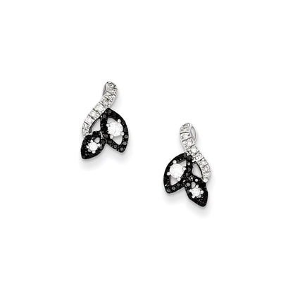 Sterling Silver Black and White Diamond Post Earrings