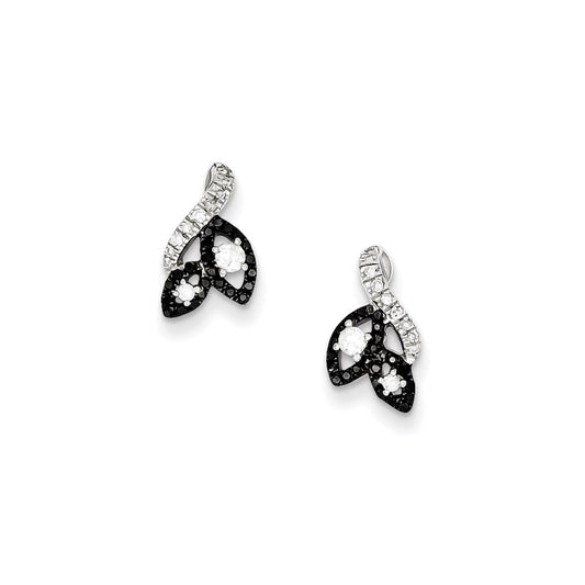 Sterling Silver Black and White Diamond Post Earrings