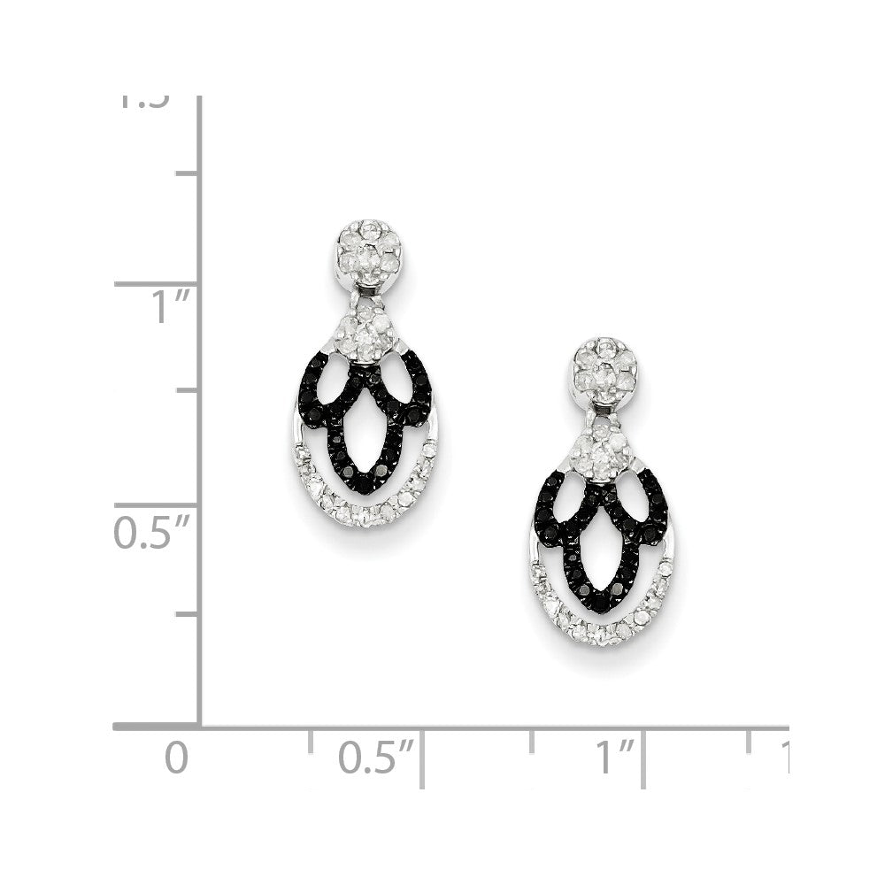 Sterling Silver Black u0026 White Diamond Post Earrings