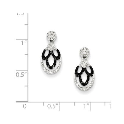 Sterling Silver Black u0026 White Diamond Post Earrings