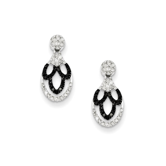 Sterling Silver Black u0026 White Diamond Post Earrings