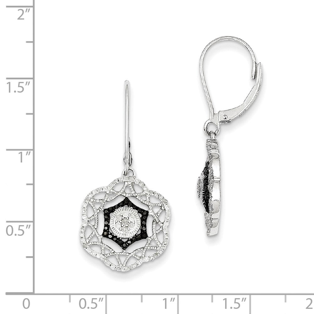 Sterling Silver Rhodium Plated Black u0026 White Diamond Earrings