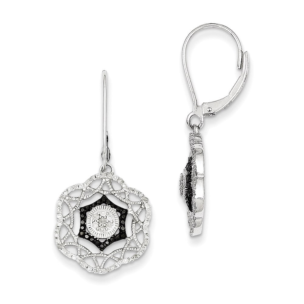 Sterling Silver Rhodium Plated Black u0026 White Diamond Earrings