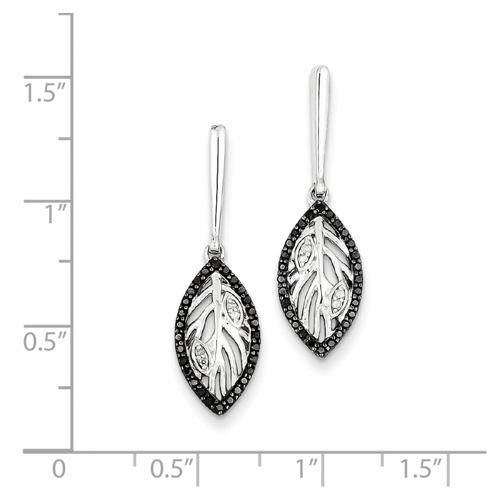Sterling Silver Black u0026 White Diamond Post Dangle Earrings