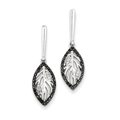 Sterling Silver Black u0026 White Diamond Post Dangle Earrings