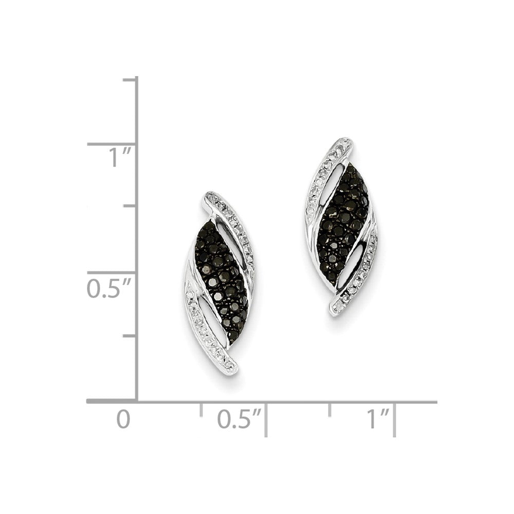 Sterling Silver Black u0026 White Diamond Post Earrings