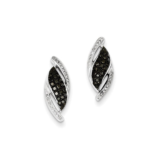 Sterling Silver Black u0026 White Diamond Post Earrings