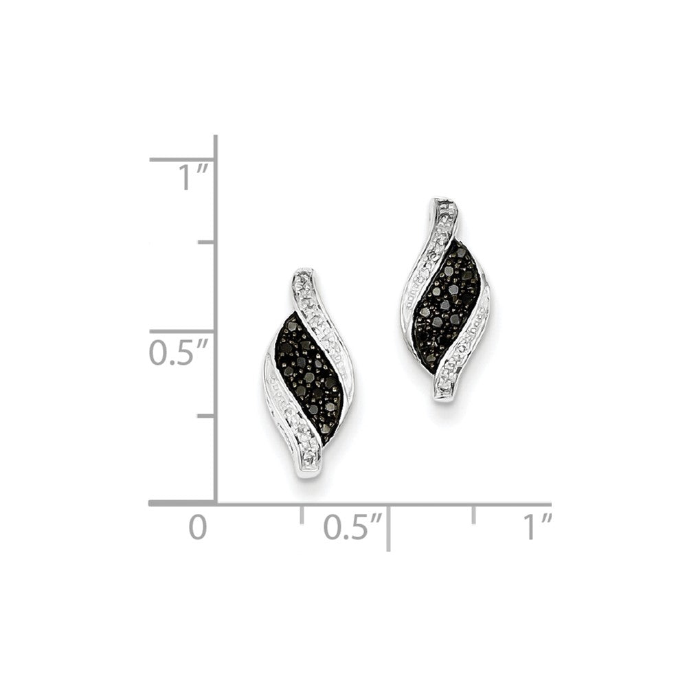 Sterling Silver Black Diamond Marquise Post Earrings