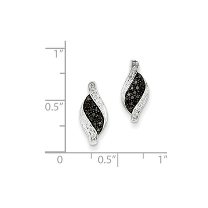 Sterling Silver Black Diamond Marquise Post Earrings