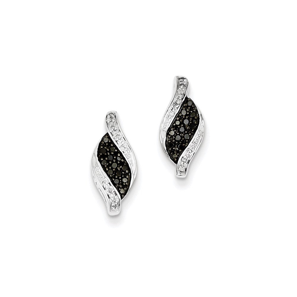 Sterling Silver Black Diamond Marquise Post Earrings